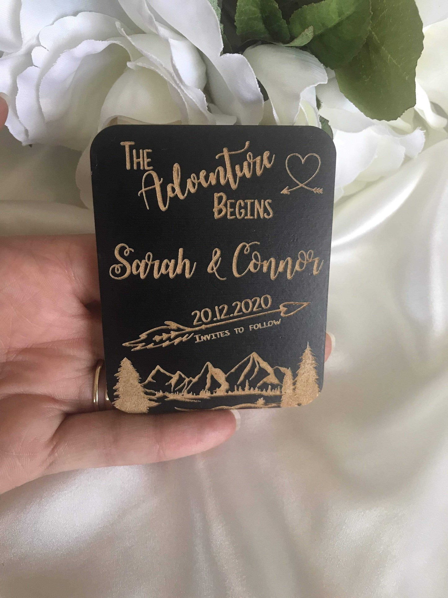 Save the date magnet - The Adventure Begins - Bridal Delights