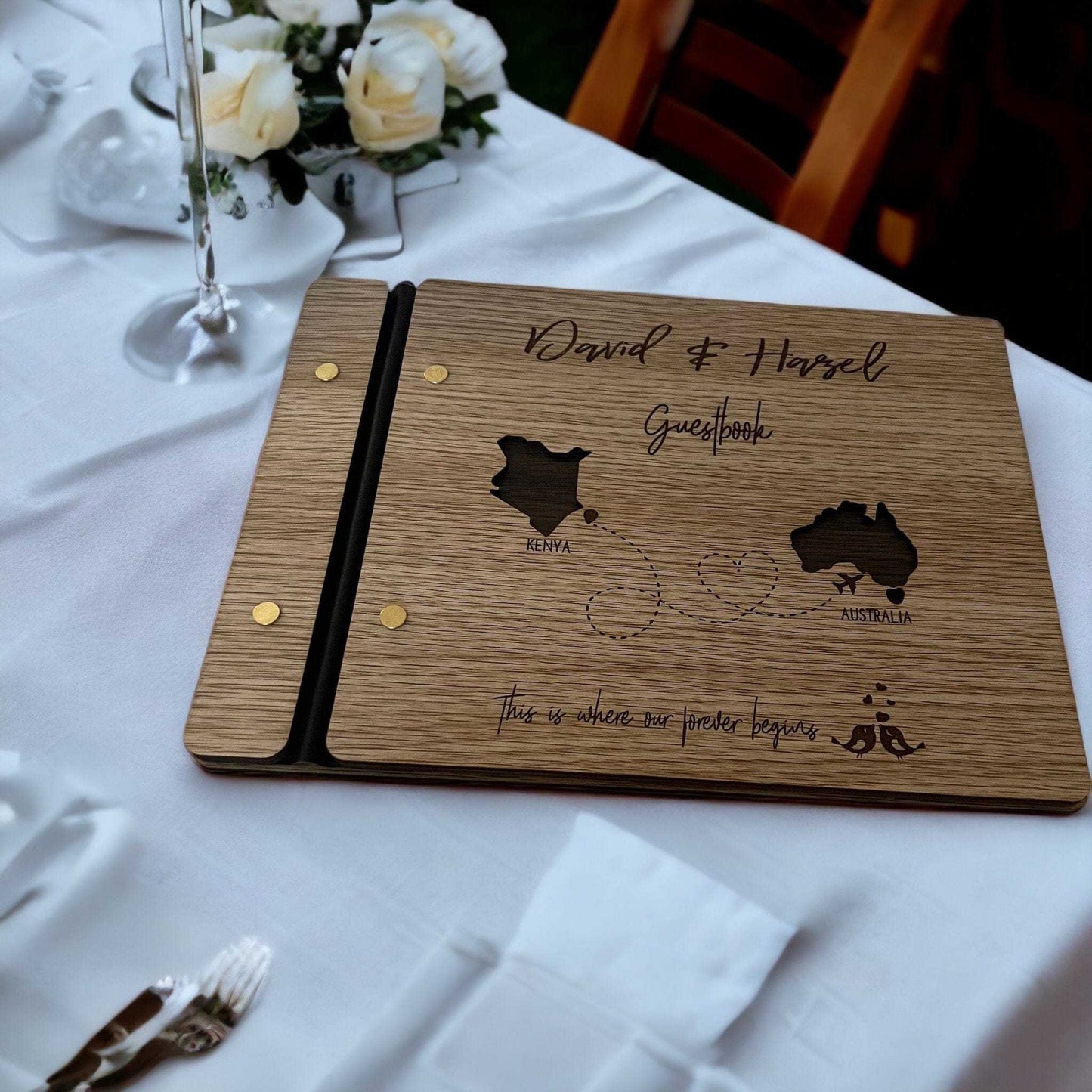Wooden Guest Book for Wedding - Personalised - Bridal Delights