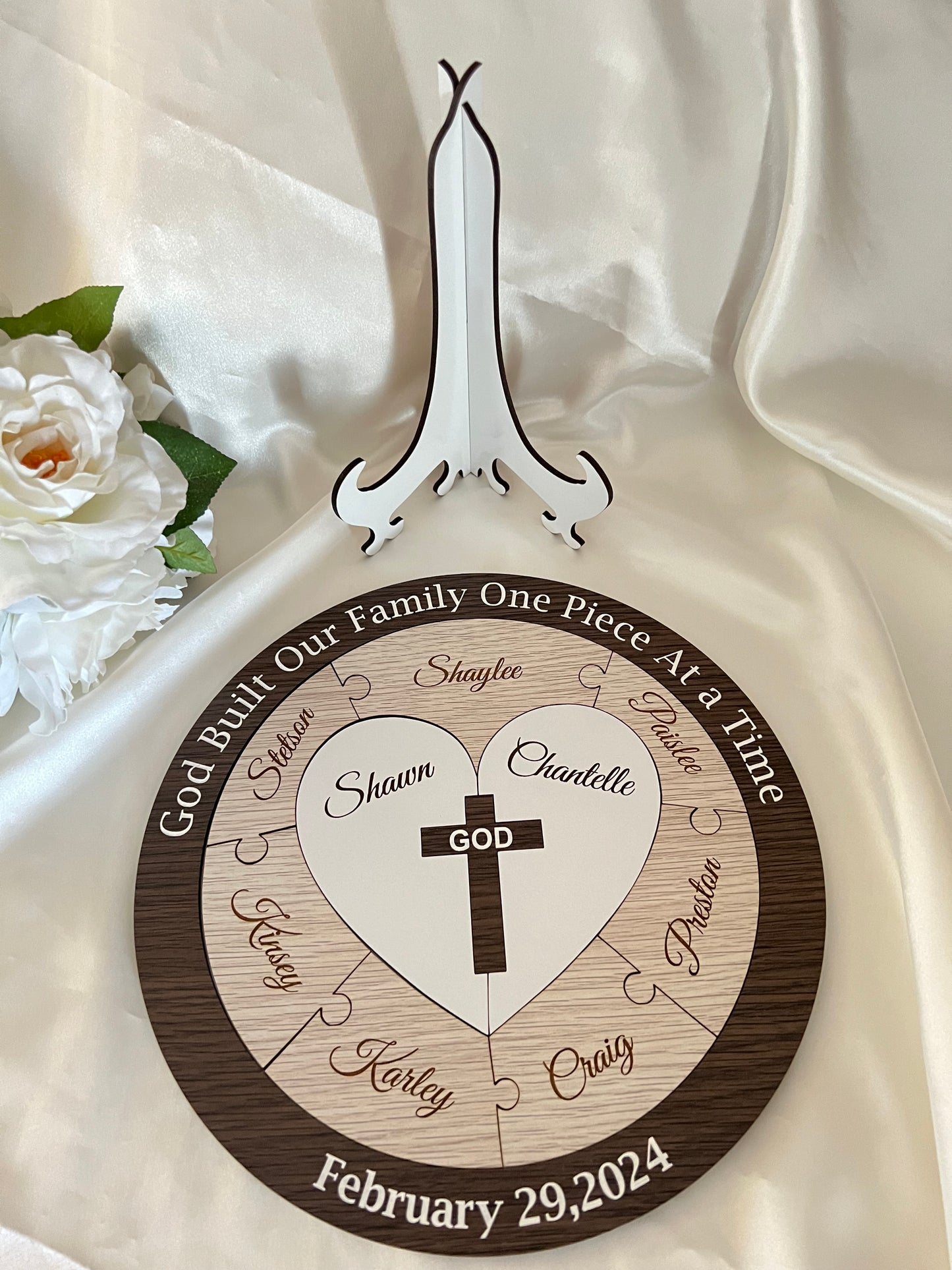 Unity Puzzle - Brown design with Christian Cross - Bridal Delights