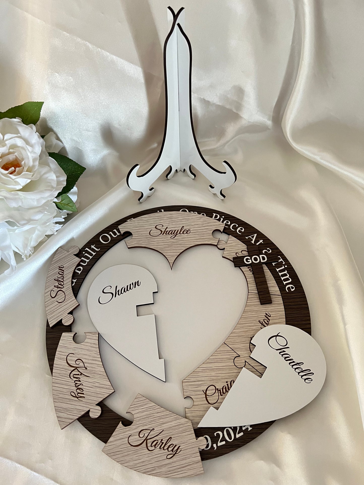 Unity Puzzle - Brown design with Christian Cross - Bridal Delights