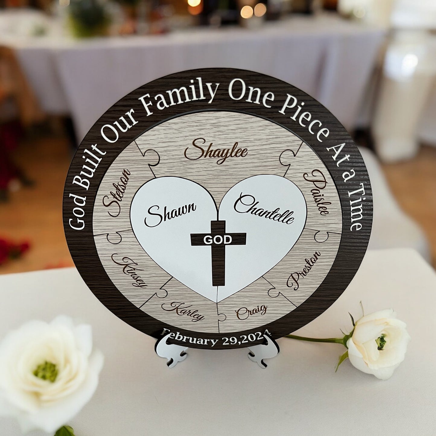 Unity Puzzle - Brown design with Christian Cross - Bridal Delights