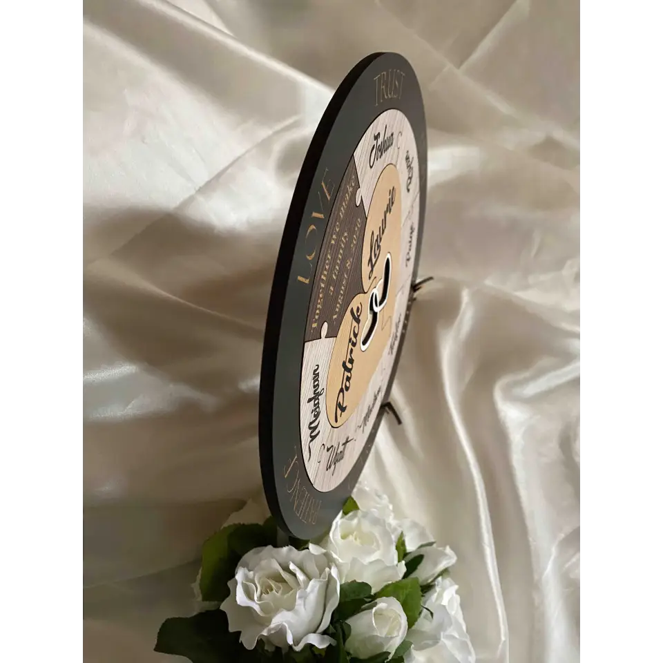 Unity Puzzle for Weddings - Hearts with 9 names