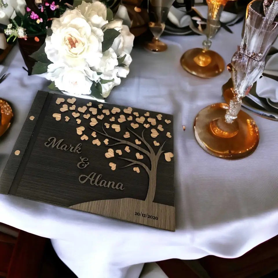 Wedding guest book - 3D Hearts