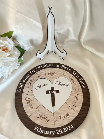 Unity Puzzle - Brown design with Christian Cross - Bridal Delights