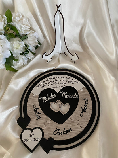 Wedding Unity Puzzle - Love Hearts in Black and White - Bridal Delights