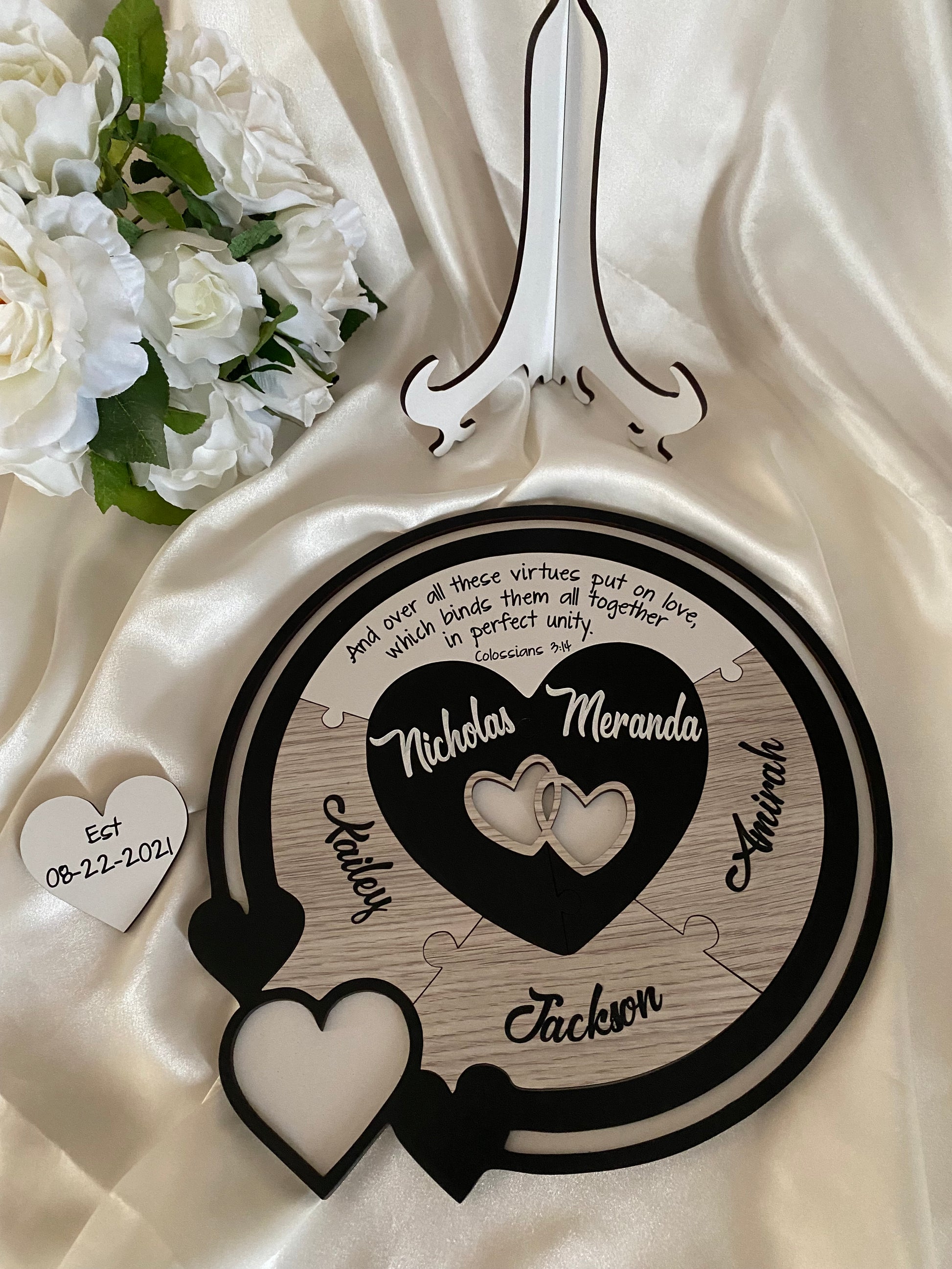 Wedding Unity Puzzle - Love Hearts in Black and White - Bridal Delights