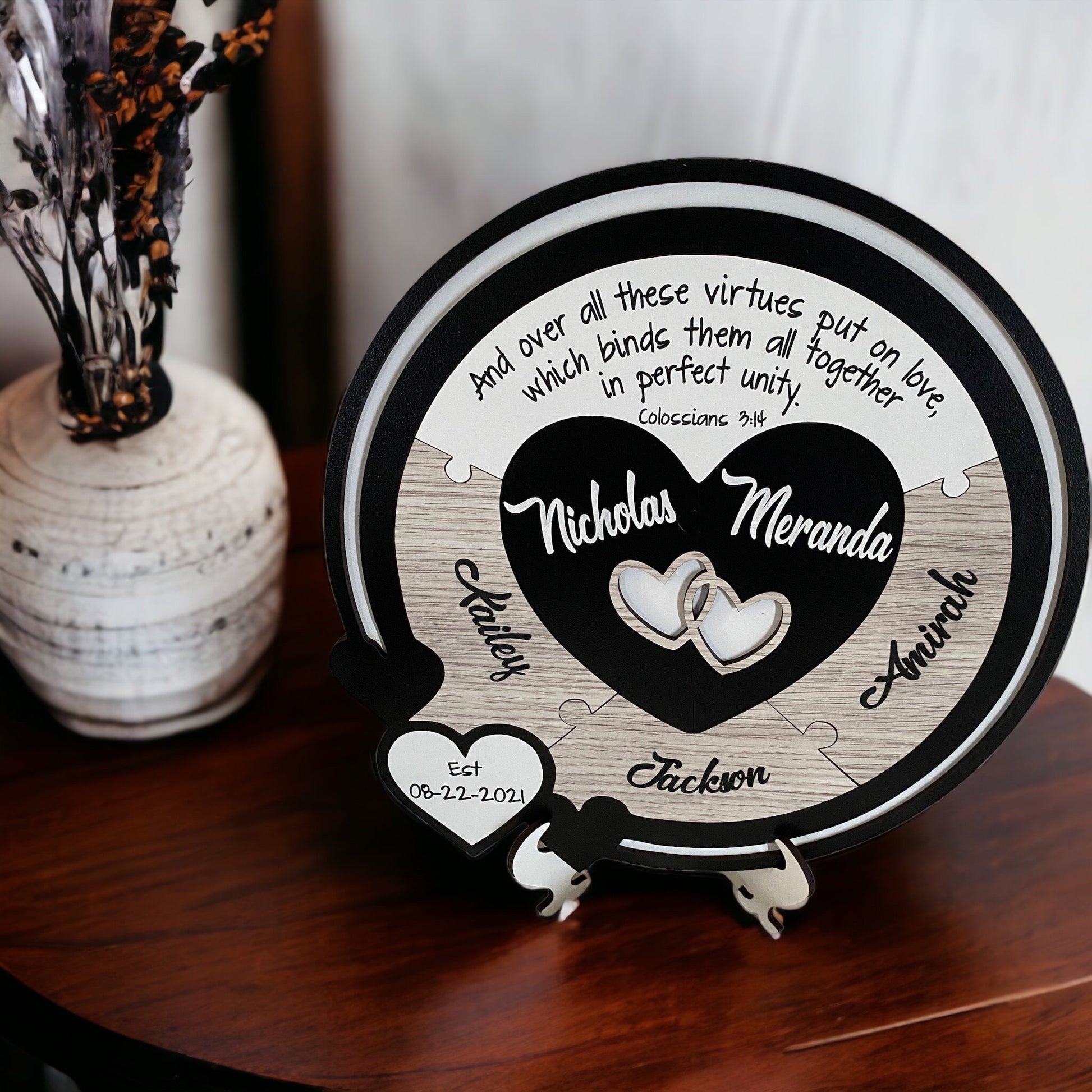 Wedding Unity Puzzle - Love Hearts in Black and White - Bridal Delights