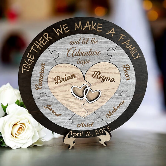 Wedding Unity Puzzle - Hearts in Brown 305mm (12")