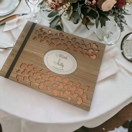 Wedding guest book - 3D Hearts Light