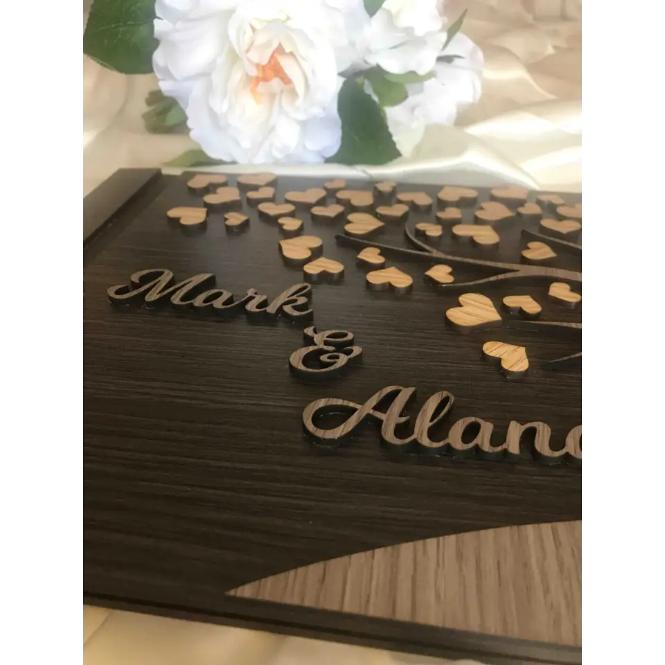 Wedding guest book - 3D Hearts