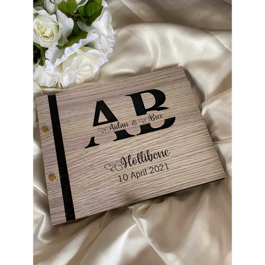 Wedding guest book - Grey 3D Monogram