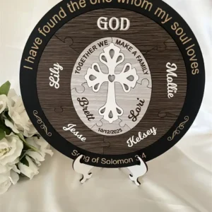 Wedding Unity Puzzle – Christian Cross dark theme Bridal Delights