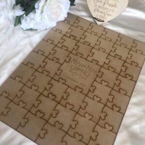 Wooden Wedding Guest Book – 3D Monogram 2