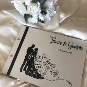 Wedding guest book – White engraved Bridal Delights