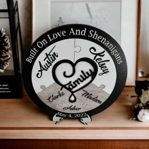 Family Wedding Unity Puzzle in Black and White Bridal Delights