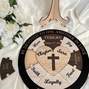 Wedding Unity Puzzle – Alternative to Candle Uniting Ceremony with Christian Cross Bridal Delights