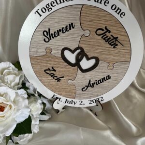 Unity Puzzle for Wedding – White Unity Ceremony Idea with 4 names Bridal Delights