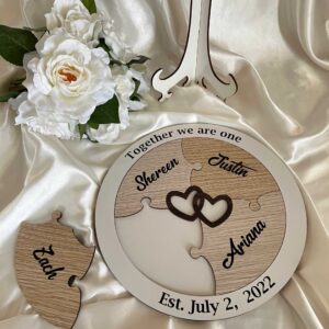 Unity Puzzle for Wedding – White Unity Ceremony Idea with 4 names Bridal Delights