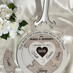 Gift for the couple unique, Christian Unity puzzle for blended family Bridal Delights