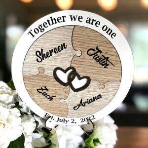 Unity Puzzle for Wedding – White Unity Ceremony Idea with 4 names Bridal Delights