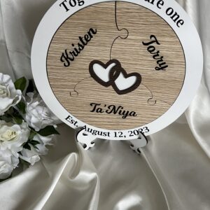 Unity Puzzle for Wedding – White Unity Ceremony Idea with 3 names Bridal Delights